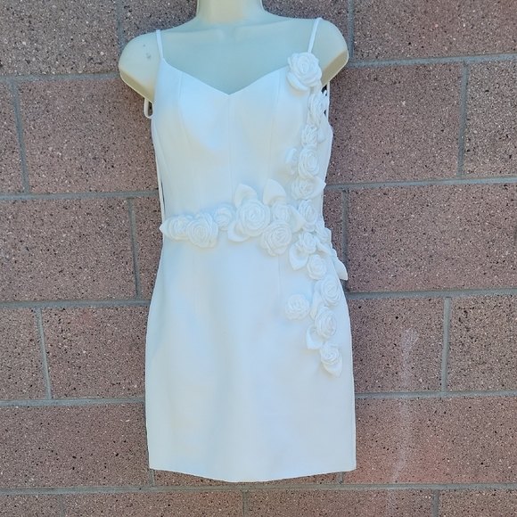 Terani Couture Dresses & Skirts - Terani Couture White Rose Embellished Mini Dress Size 4
